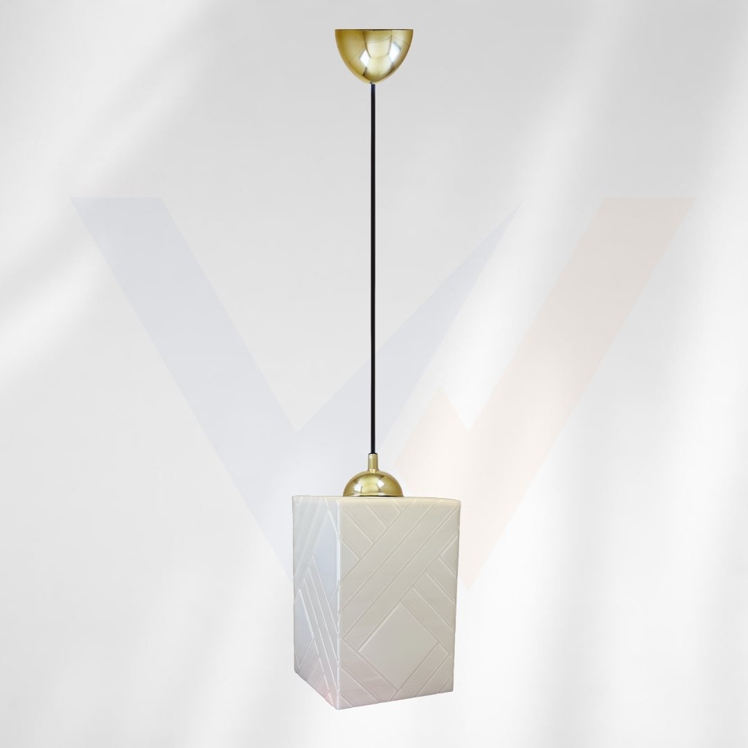 MetoTechs Kristal Cam Görünümlü Dikdörtgen Modern Tekli Avize - Krom Gold