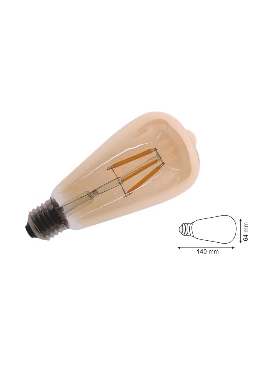 4W 500Lm Filament LED ST64 Rustik Ampul - Kırılmaz Gövde - Görsel 5